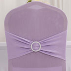 Spandex Chair Cover with Silver Rhinestone Buckled Sash Band Lavender Lilac - Stretch Fitted Slipcover - Bell Racket Store