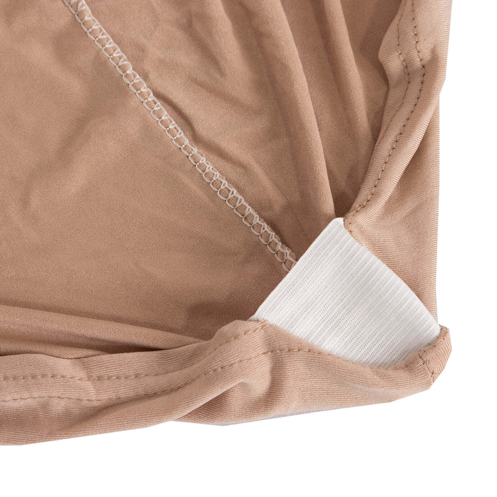 Spandex Chair Cover with Silver Rhinestone Buckled Sash Band Nude - Stretch Fitted Slipcover - Bell Racket Store