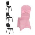 Spandex Chair Cover with Silver Rhinestone Buckled Sash Band Pink - Stretch Fitted Slipcover - Bell Racket Store