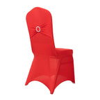Spandex Chair Cover with Silver Rhinestone Buckled Sash Band Red - Stretch Fitted Slipcover - Bell Racket Store