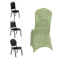 Spandex Chair Cover with Silver Rhinestone Buckled Sash Band Sage Green - Stretch Fitted Slipcover - Bell Racket Store