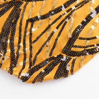 Spandex Chair Cover with Wave Embroidered Sequins for Banquet Chairs Gold/Black - Glittering Stretch Fitted Slipcover - Bell Racket Store