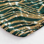 Spandex Chair Cover with Wave Embroidered Sequins for Banquet Chairs Hunter Emerald Green/Gold - Glittering Stretch Fitted Slipcover - Bell Racket Store