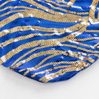 Spandex Chair Cover with Wave Embroidered Sequins for Banquet Chairs Royal Blue/Gold - Glittering Stretch Fitted Slipcover - Bell Racket Store