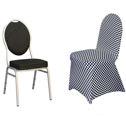 Spandex Chair Covers for Banquet Chairs Black/White Buffalo Plaid - Stylish Fitted Checkered Slipcovers for Weddings & Gatherings - NestOCart