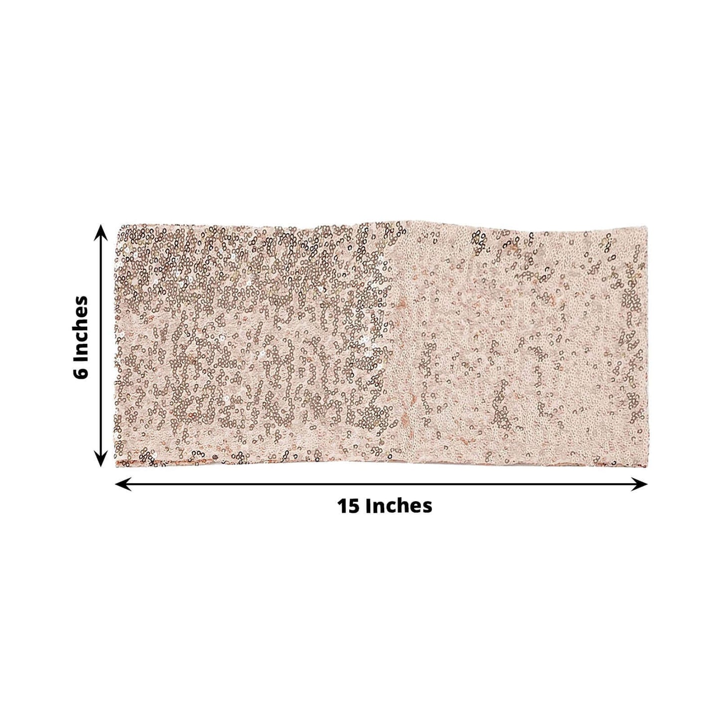 5 Pack Sequin Spandex Chair Sashes Blush - Stretch Chair Bands 6"x15"