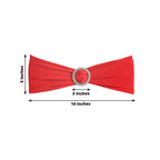 5 Pack Stretch Spandex Chair Sashes Red - Reusable Chair Bands with Silver Diamond Ring Slide Buckle 5"x14"