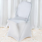Premium Spandex Chair Cover with Foot Pockets for Folding Chairs White - Stretch Fitted 220GSM Fabric for Weddings & Gatherings