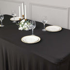 Spandex Rectangle 72"x30" Table Skirt Black with Wavy Skirt - Like Effect Table Cover - Bell Racket Store