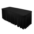 Spandex Rectangle 72"x30" Table Skirt Black with Wavy Skirt - Like Effect Table Cover - Bell Racket Store