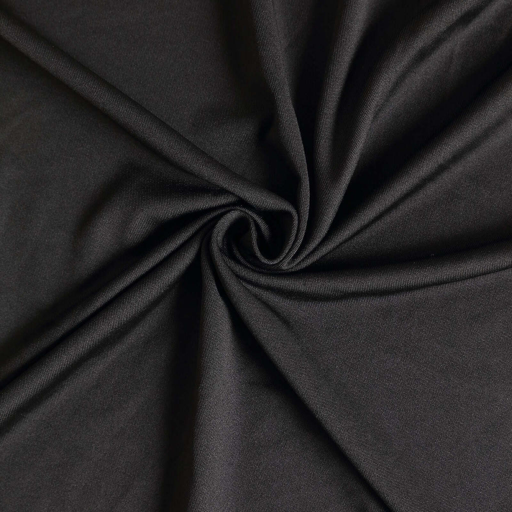 Spandex Rectangle 72"x30" Table Skirt Black with Wavy Skirt - Like Effect Table Cover - Bell Racket Store