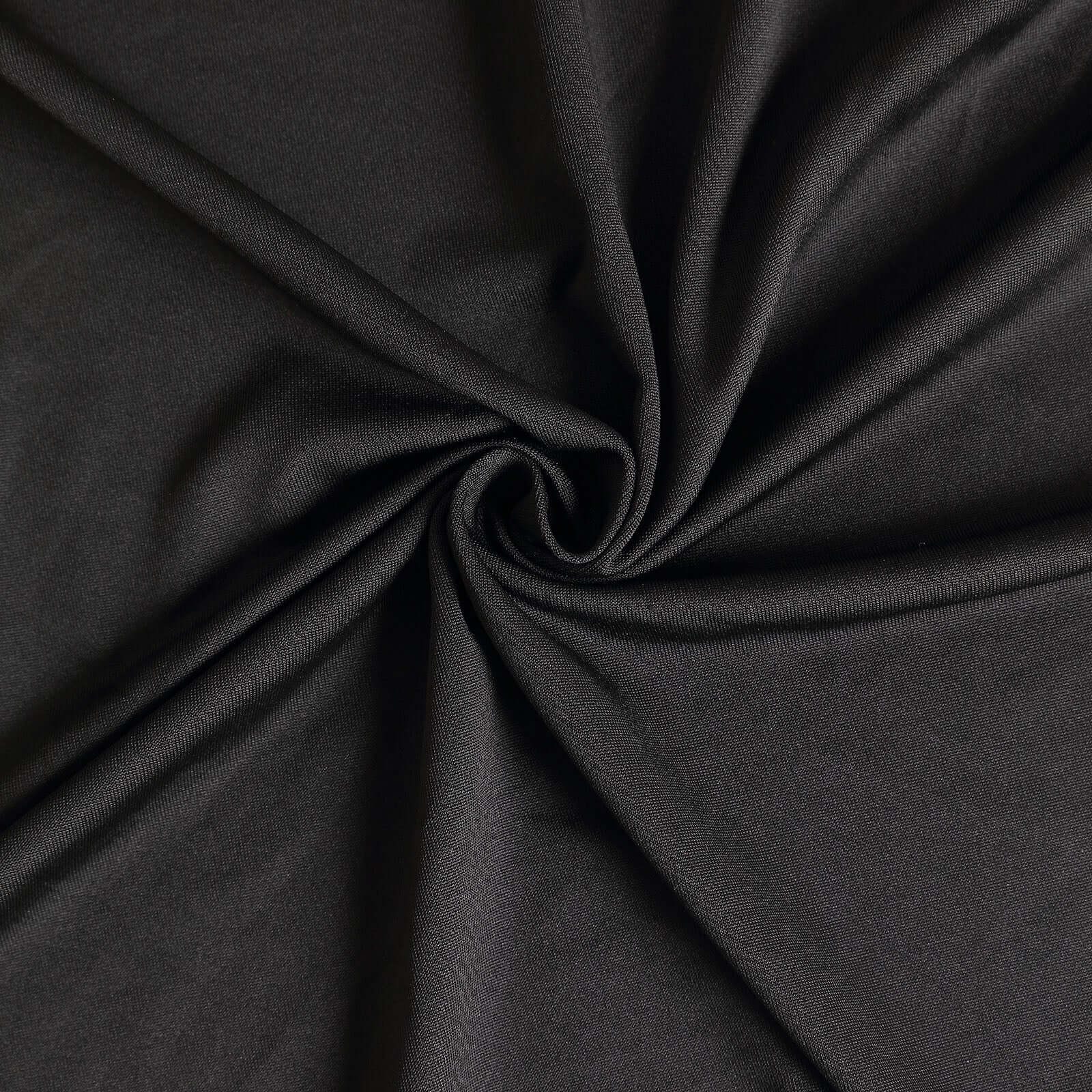 Spandex Rectangle 72"x30" Table Skirt Black with Wavy Skirt - Like Effect Table Cover - Bell Racket Store