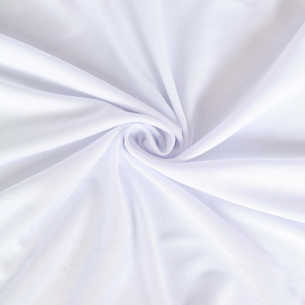 Spandex Rectangle 72"x30" Table Skirt White with Wavy Skirt - Like Effect Stylish Table Cover for Weddings, Banquets & Trade Shows - Bell Racket Store