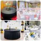 Spandex Round 5ft Table Skirt Black with Wavy Skirt - Like Effect Stylish Table Cover - Bell Racket Store