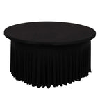 Spandex Round 5ft Table Skirt Black with Wavy Skirt - Like Effect Stylish Table Cover - Bell Racket Store