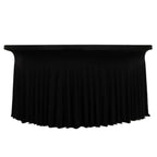 Spandex Round 5ft Table Skirt Black with Wavy Skirt - Like Effect Stylish Table Cover - Bell Racket Store