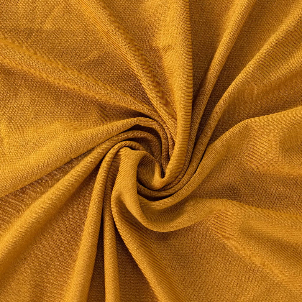 Spandex Round 5ft Table Skirt Gold with Wavy Skirt - Like Effect Stylish Table Cover for Weddings, Banquets & Trade Shows - Bell Racket Store