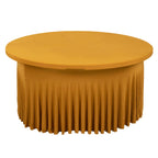 Spandex Round 5ft Table Skirt Gold with Wavy Skirt - Like Effect Stylish Table Cover for Weddings, Banquets & Trade Shows - Bell Racket Store