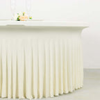 Spandex Round 5ft Table Skirt Ivory with Wavy Skirt - Like Effect Stylish Table Cover - Bell Racket Store