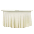 Spandex Round 5ft Table Skirt Ivory with Wavy Skirt - Like Effect Stylish Table Cover - Bell Racket Store