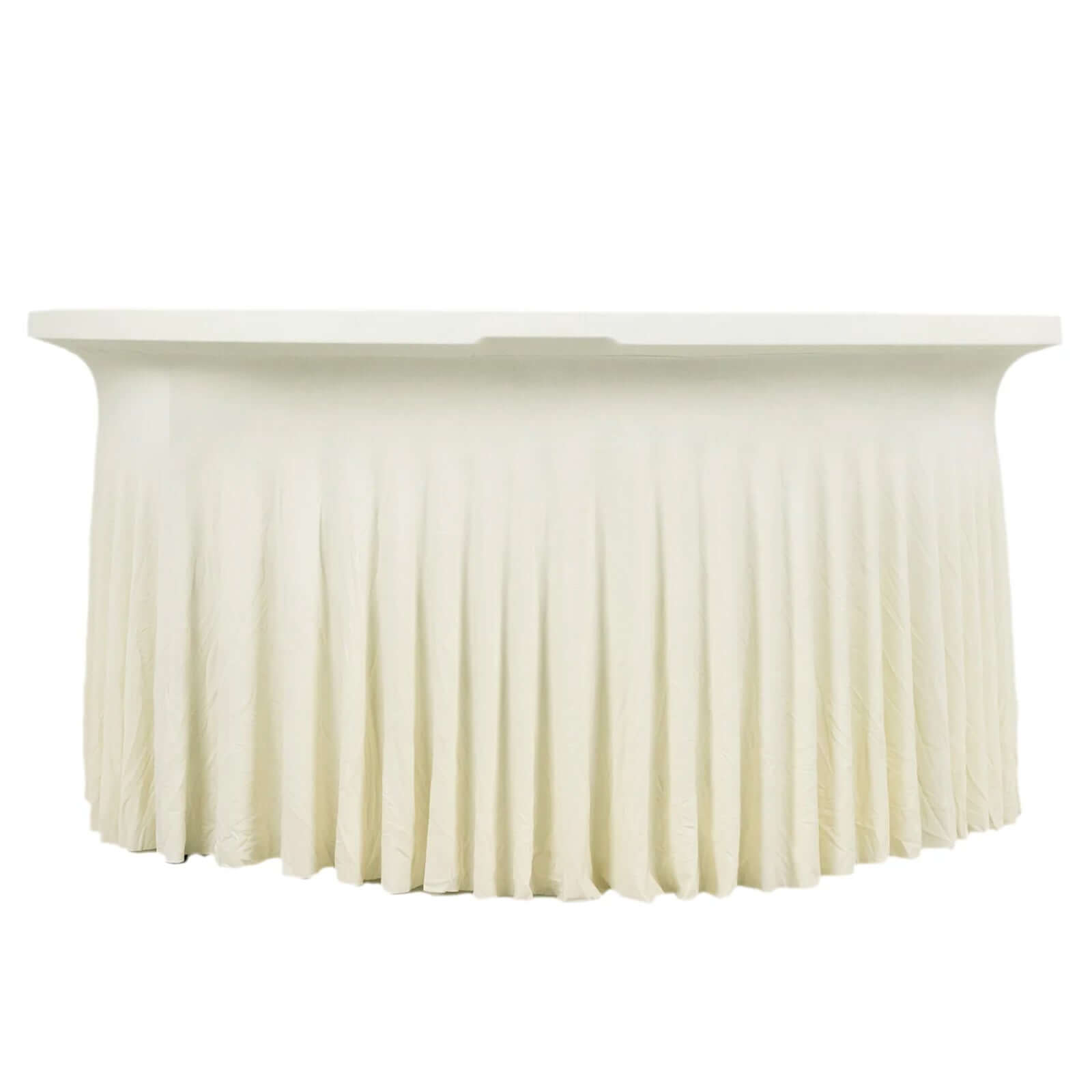 Spandex Round 5ft Table Skirt Ivory with Wavy Skirt - Like Effect Stylish Table Cover - Bell Racket Store