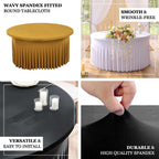 Spandex Round 5ft Table Skirt Ivory with Wavy Skirt - Like Effect Stylish Table Cover - Bell Racket Store