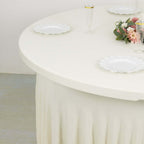 Spandex Round 5ft Table Skirt Ivory with Wavy Skirt - Like Effect Stylish Table Cover - Bell Racket Store