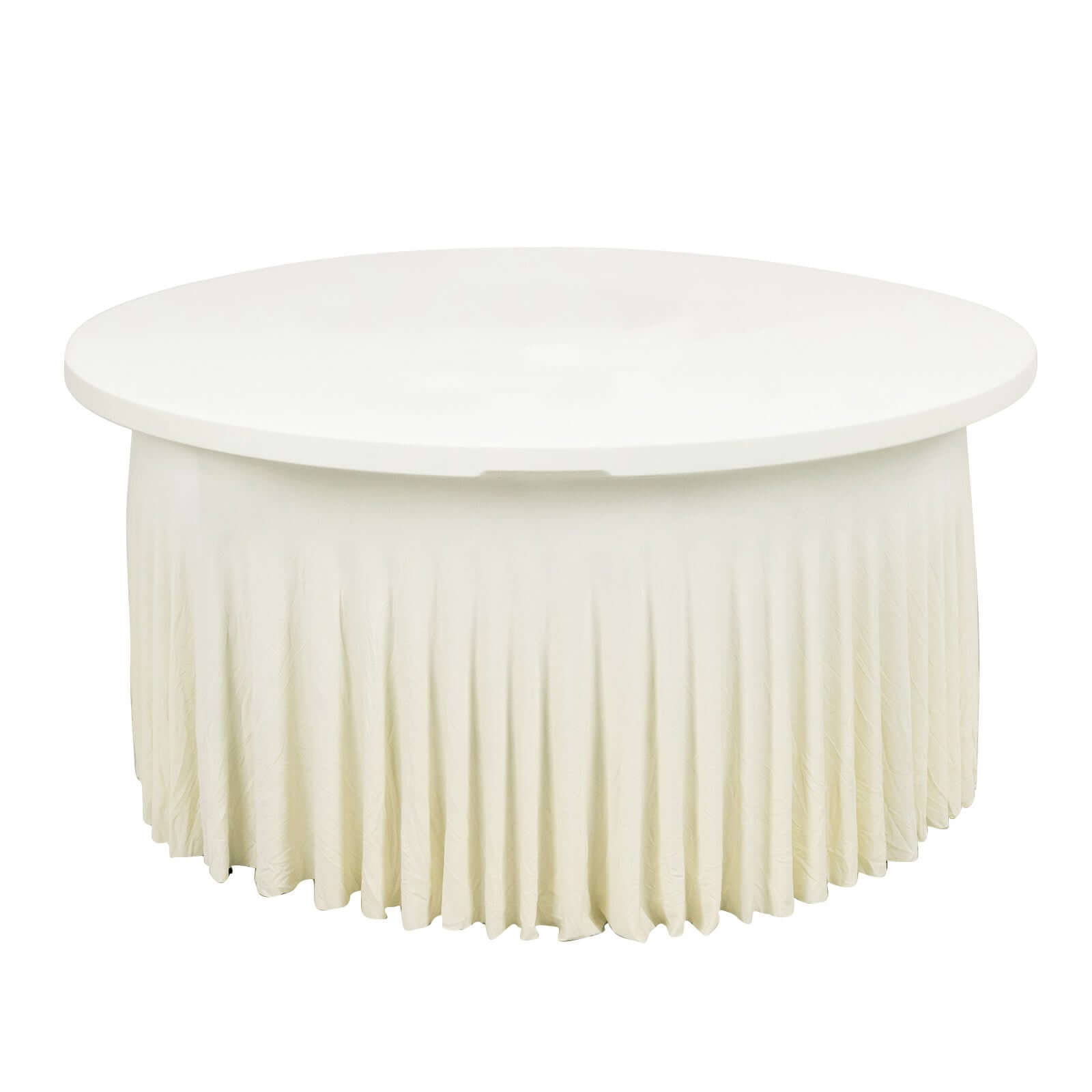 Spandex Round 5ft Table Skirt Ivory with Wavy Skirt - Like Effect Stylish Table Cover - Bell Racket Store