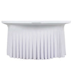 Spandex Round 5ft Table Skirt White with Wavy Skirt - Like Effect Stylish Table Cover for Weddings, Banquets & Trade Shows - Bell Racket Store