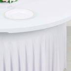 Spandex Round 5ft Table Skirt White with Wavy Skirt - Like Effect Stylish Table Cover for Weddings, Banquets & Trade Shows - Bell Racket Store