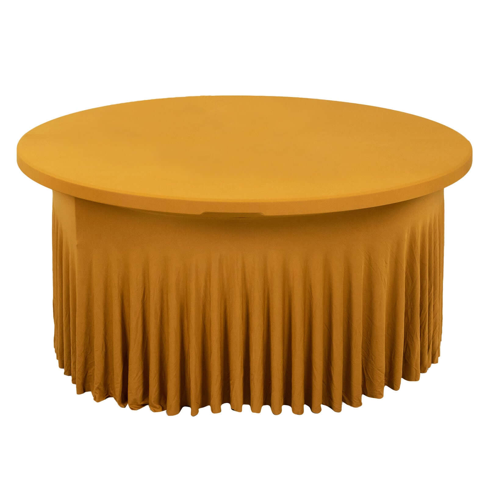 Spandex Round 6ft Table Skirt Gold with Wavy Skirt - Like Effect Stylish Table Cover for Weddings, Banquets & Trade Shows - Bell Racket Store