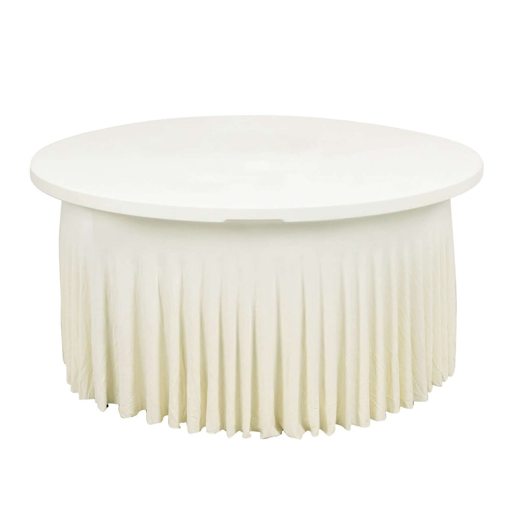 Spandex Round 6ft Table Skirt Ivory with Wavy Skirt - Like Effect Stylish Table Cover - Bell Racket Store