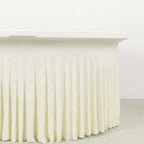 Spandex Round 6ft Table Skirt Ivory with Wavy Skirt - Like Effect Stylish Table Cover - Bell Racket Store