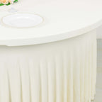 Spandex Round 6ft Table Skirt Ivory with Wavy Skirt - Like Effect Stylish Table Cover - Bell Racket Store