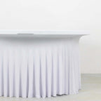 Spandex Round 6ft Table Skirt White with Wavy Skirt - Like Effect Stylish Table Cover for Weddings, Banquets & Trade Shows - Bell Racket Store