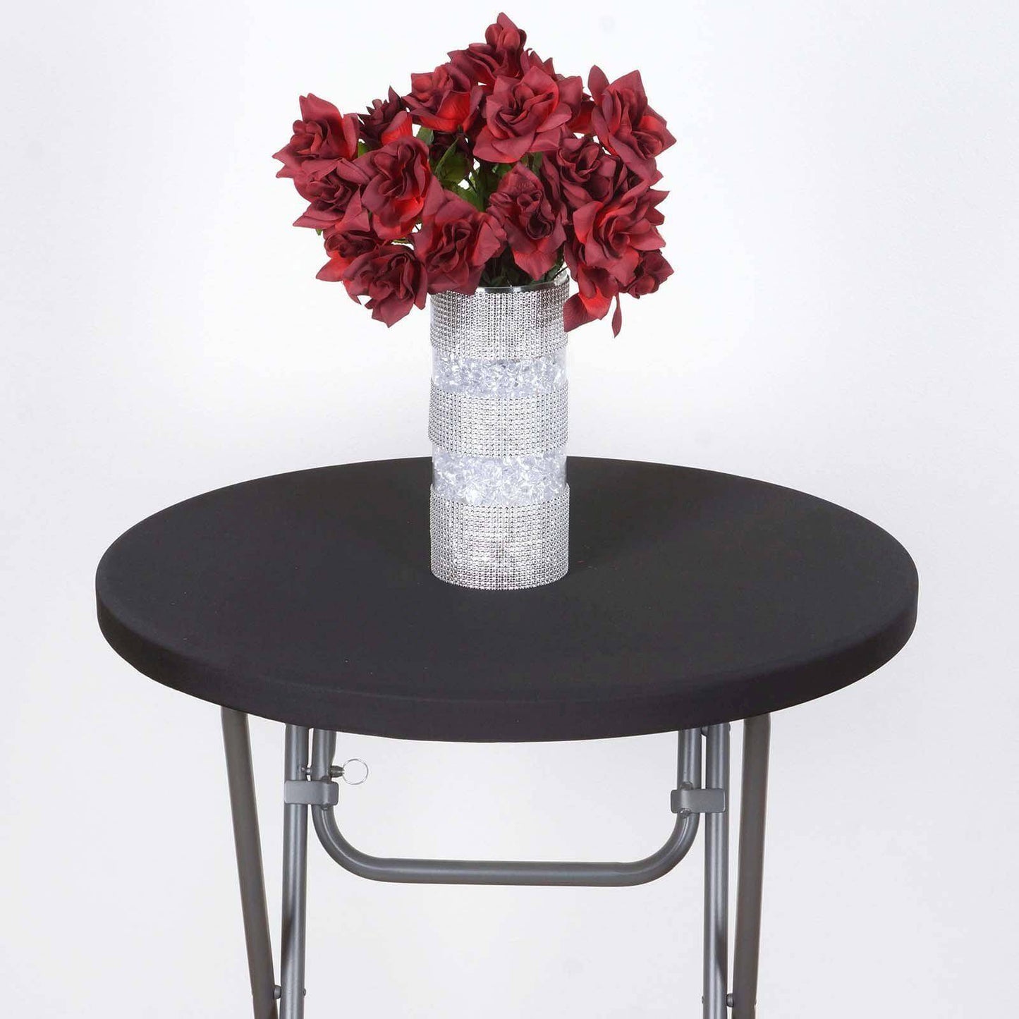 Spandex Table Top Cover Black Fitted Cocktail Topper - Wrinkle - Free Table Topper - NestOCart
