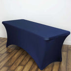 Stretch Spandex 6ft Rectangle Tablecloth Navy Blue - Durable Form-Fitting Table Cover