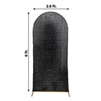 6ft Black Shimmer Tinsel Spandex Chiara Backdrop Stand Cover For Fitted Round Top Wedding Arch