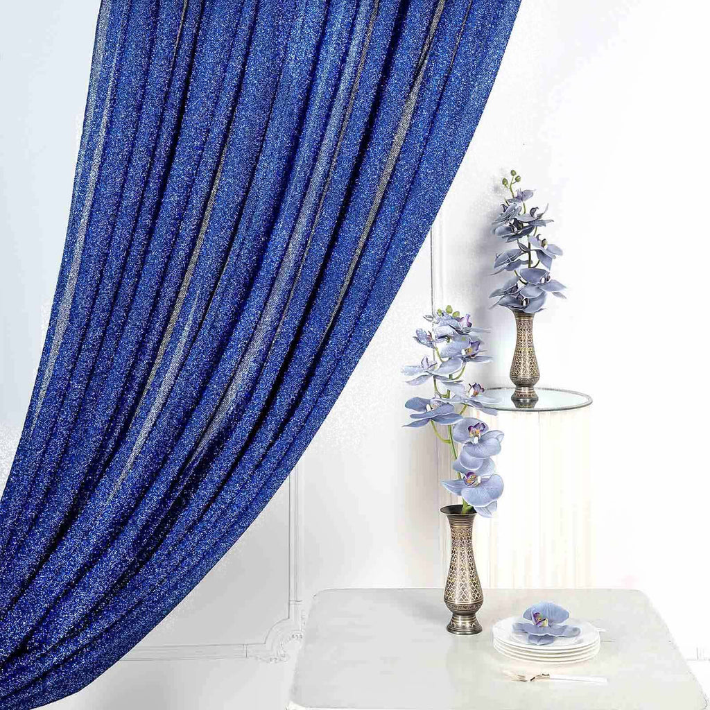 20ftx10ft Royal Blue Metallic Shimmer Tinsel Event Curtain Drapes, Backdrop Event Panel