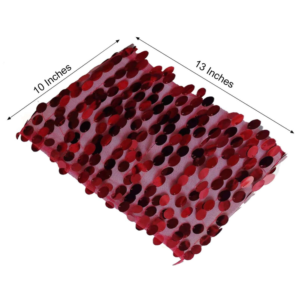 5 Pack Big Payette Sequin 13"x10" Chair Sash Bands Burgundy - Stylish Glittering Decor for Weddings & Gatherings