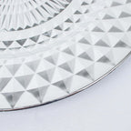 6-Pack Plastic Round Charger Plates 13" in Silver with Diamond Pattern, Sparkling Disposable Dinner Charger Tableware