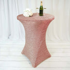 Metallic Spandex 36" Fitted Glitter Round Cocktail Table Cover Rose Gold - Stretch Fit for High Top Tables