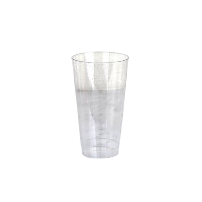 12-Pack Plastic Party Cups Clear Silver Glitter - Durable Disposable Tumblers for Drinks 17oz 6"