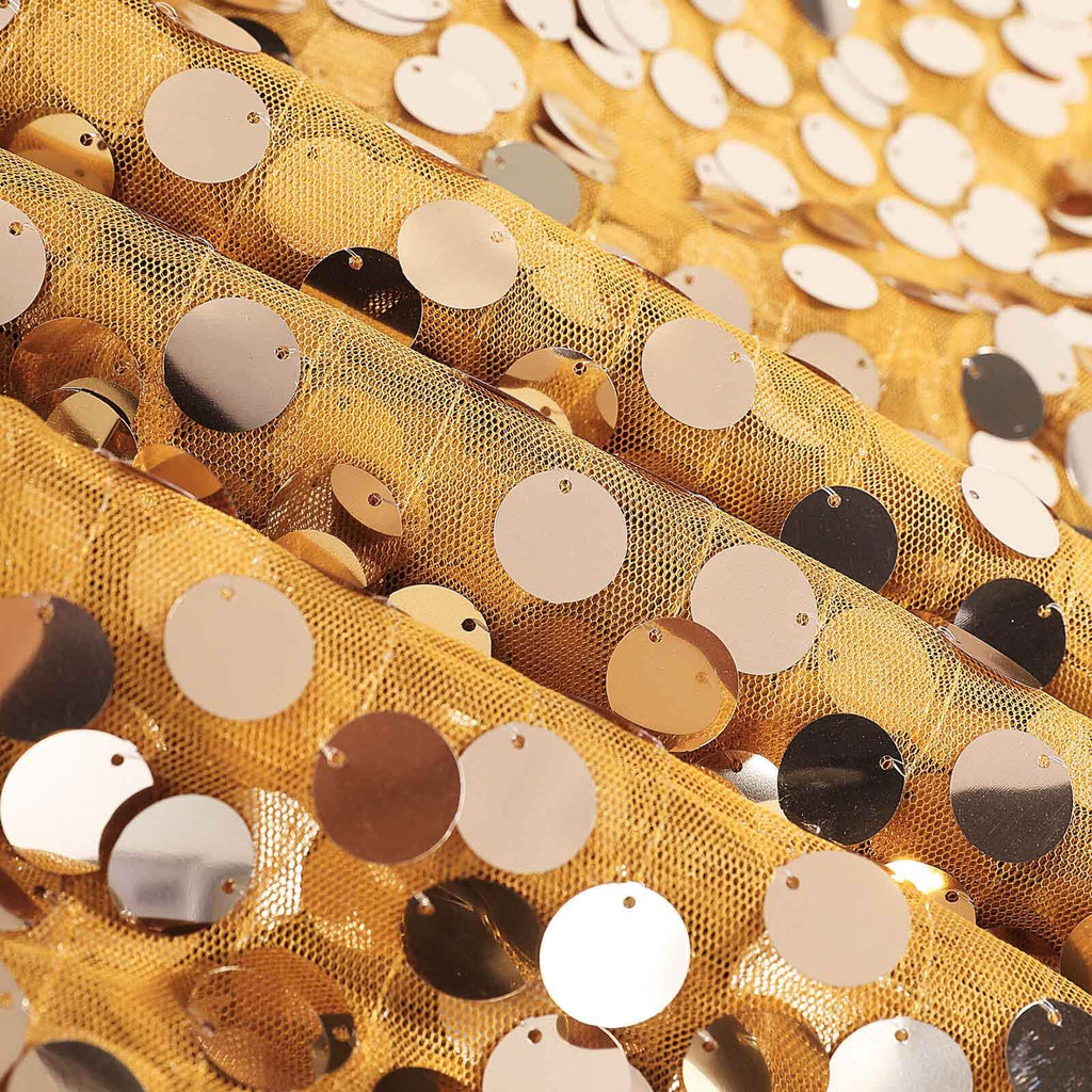 8ftx8ft Gold Big Payette Sequin Event Curtain Drapes, Backdrop Event Panel