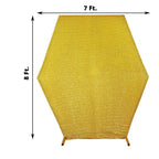 8ftx7ft Gold Metallic Shimmer Tinsel Spandex Hexagon Wedding Arbor Cover, 2-Sided Backdrop