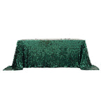 Sequin 90"x132" Rectangle Tablecloth Hunter Emerald Green - Seamless Big Payette Table Cover