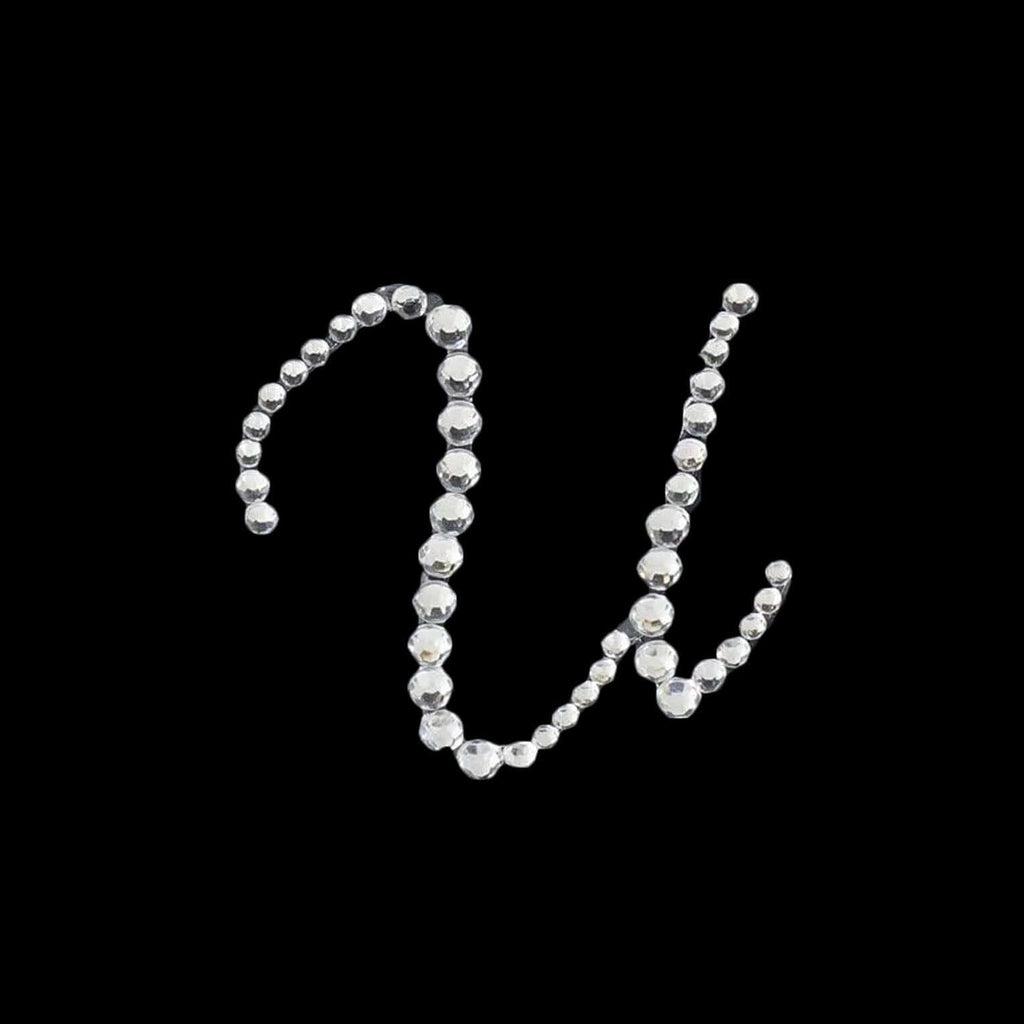 12 Pack 1.5" Clear Rhinestone Monogram Letter Jewel Sticker Self Adhesive DIY Diamond Decor - U