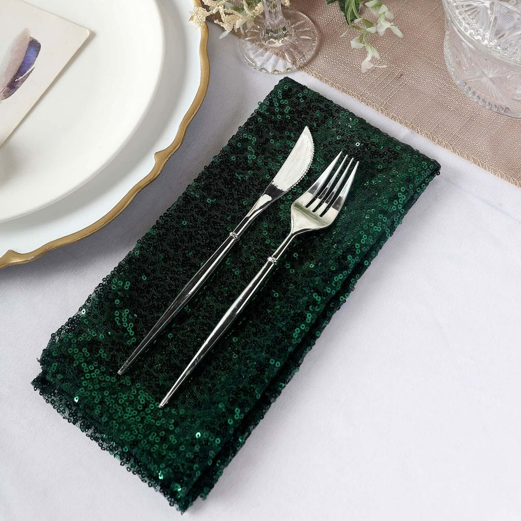 Sequin 20"x20" Napkin Hunter Emerald Green - Shimmering Dinner Napkin
