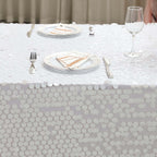 Sequin 90"x156" Rectangle Tablecloth White - Seamless Big Payette Table Cover