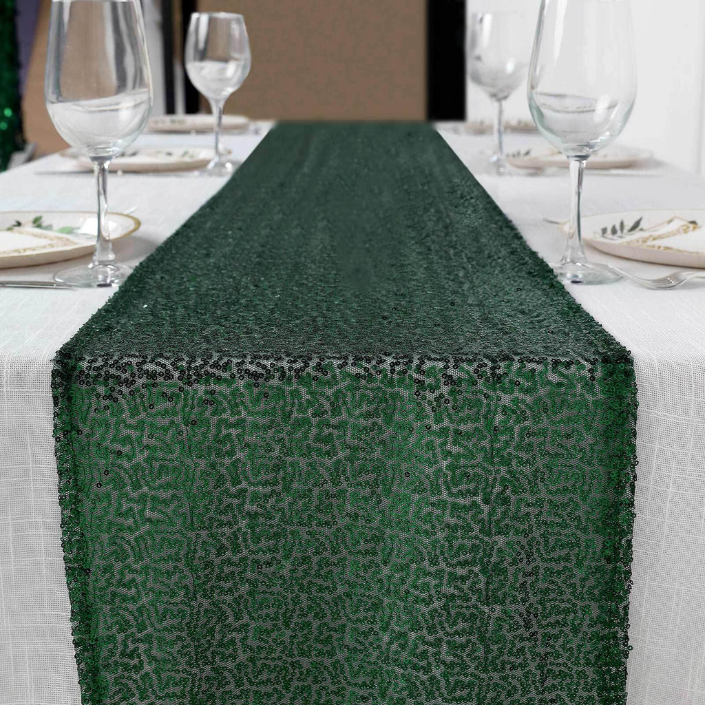 Sequin 12"x108" Table Runner Hunter Emerald Green - Glittering Design